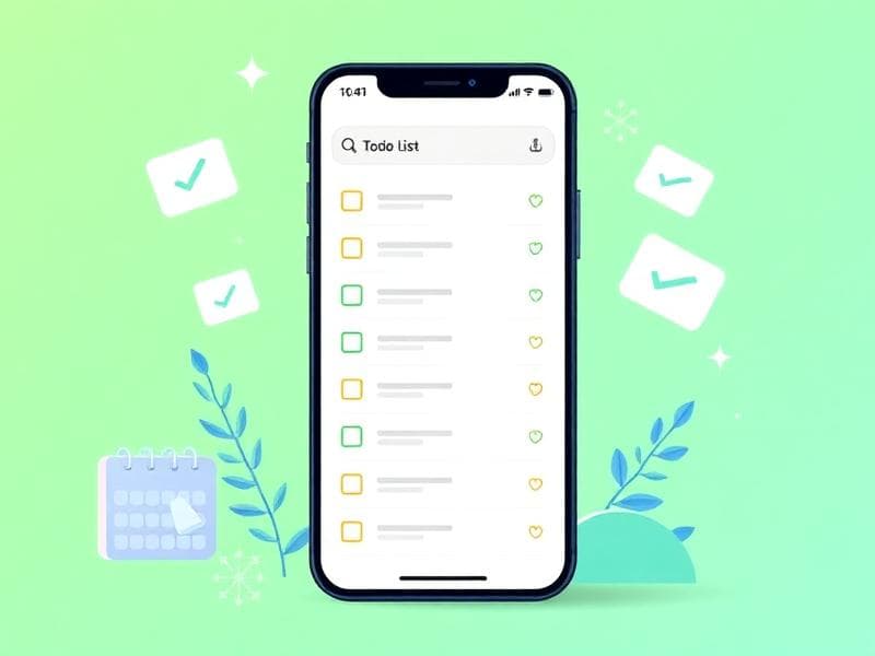 Todo list app interface showing organized tasks and productivity features